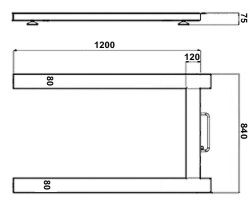 Schema delle dimensioni della bilancia per pallet