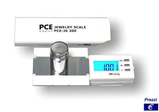 Mini bilancia PCE-JS 300 con un campo di pesatura 0 ... 300 g.