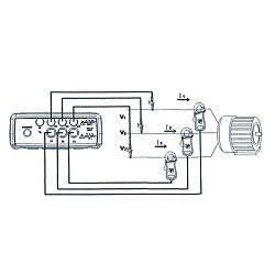 Connessioni per le pinze amperometrica nel misuratore di potenza PCE-830.