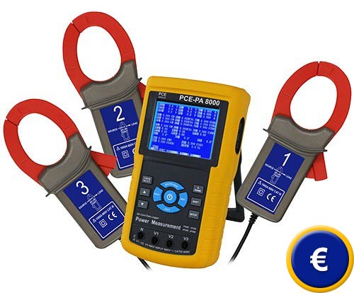 Analizzatore di qualità dell'energia PCE-PA 8000 per la misurazione della potenza
