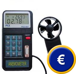 Anemometro con ruota ad alette separata, memoria, porto di connessione e software.