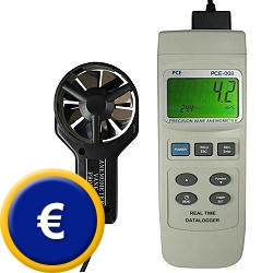 Anemometro con ruota ad alette e software.