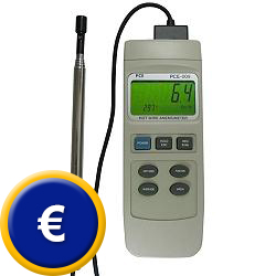 Anemometro termico con memoria interna per piccole velocità del vento.
