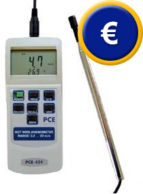 Anemometro termico PCE- 424 con sonda termica separata per piccole velocit� del vento