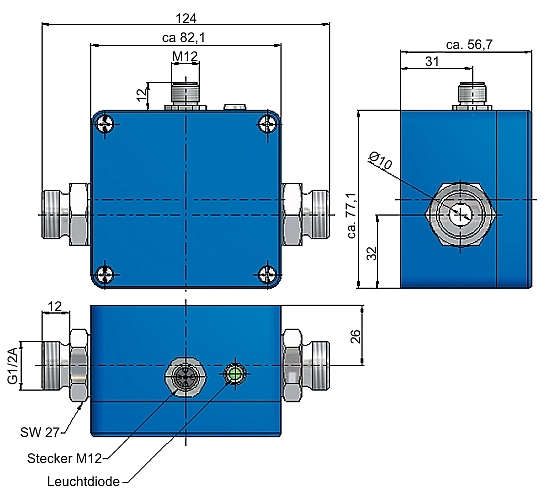 Dimensioni del flussimetro elettromagnetico VMI 7 e VMI 10