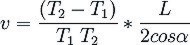 Il calcolo della velocità del flusso secondo il metodo di differenza nel tempo di esecuzione si effettua secondo la seguente equazione