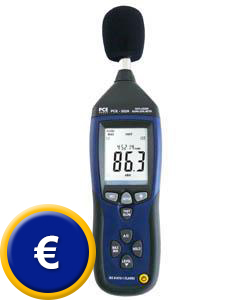 Fonometro PCE-322 A con immagazzinamento di dati interno, RS232- porto serie e software.