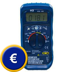 Igrometro PCE-222 con molteplici applicazioni per misurare la potenza luminosa, il livello del suono fino a 130 dB.