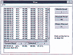 Il software del misuratore mostra i valori in tabella.