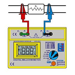 Misurazione semplice a 2 fasi nel misuratore di milliohm PCE-MO 2002.