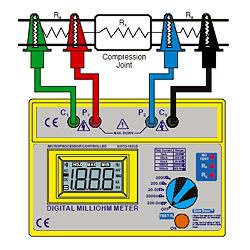 Misurazione di alta precisione a 4 fasi con il misuratore di milliohm PCE-MO 2002.