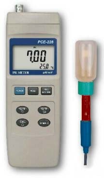 Il misuratore redox PCE-228 R con l'elettrodo Redox OPR 14 incluso.