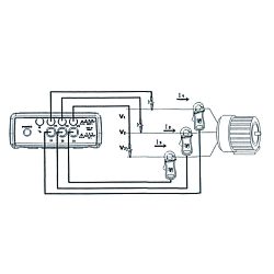 Connessioni per le pinze amperometrica nel misuratore di reti elettriche PCE-830.
