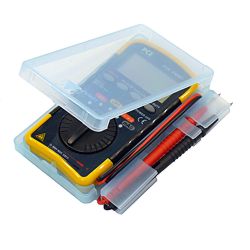 Qui può vedere il multimetro tascabile PCE-PMM 1 nella scatola di plastica che si include nella spedizione.