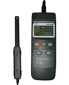 Psicrometro PCE-3000 con memoria dei valori interna per registrazione di lunga durata.