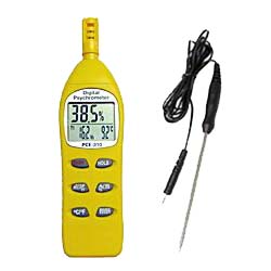 Psicrometro PCE-310 per determinare la temperatura superficiale di pareti e prodotti simultaneamente.