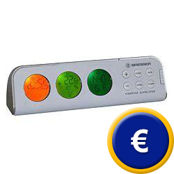 Stazione meteorologica 3 View con connessione fino a 3 sensori, previsione del tempo, radio orologio, data, valori min. / max.