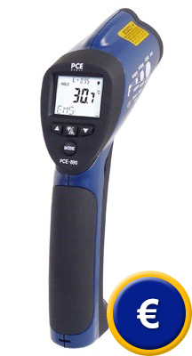 Termometro a infrarossi PCE-890 per misurare le temperature fino a 1600 �C.