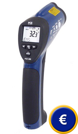 Questo tester di temperatura senza contatto PCE-889 ha un alto campo di misura e una risoluzione ottica alta.