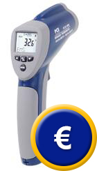 Tester di temperatura senza contatto PCE-888 con raggio laser rosso.