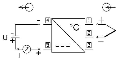 Convertitore di segnale per termoelementi schema di connessione