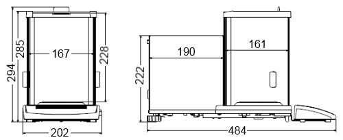 Dimensioni della bilancia per carati XA82/220/2X