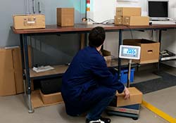 Bilancia per spedizioni PCE-SI-PS 150 con treppiede e allarme ottico come bilancia da pavimento 