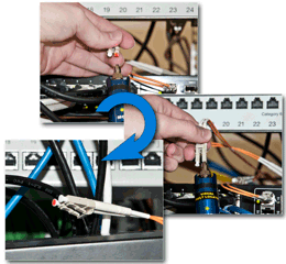 Applicazione del tester di fibra ottica PCE-VFL mentre usa l'adattatore di 1,25 mm