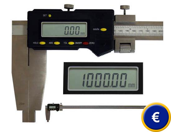 Calibro PCE-DCP 1000 con grande display e indicazione a sei cifre.