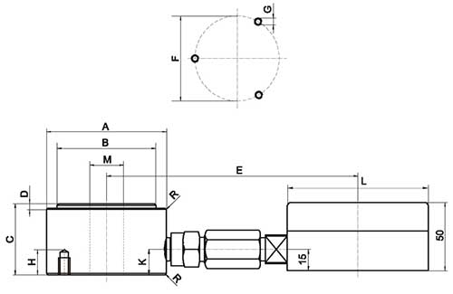 Dimensioni del misuratore di forza radiale 844