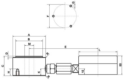 Dimensioni del misuratore di forza radiale 844 