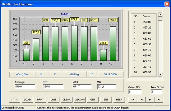 Software professionale Windows DataPro for Hardness