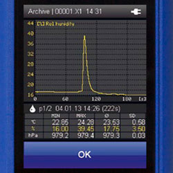 Attraverso il display del misuratore di umidità XA1000 è possibile visualizzare le curve delle misure effettuate