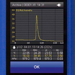 Attraverso il display del misuratore di umidit XA1000  possibile visualizzare le curve delle misure effettuate