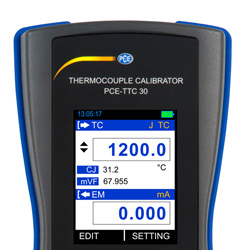 Display del calibratore per termocoppie