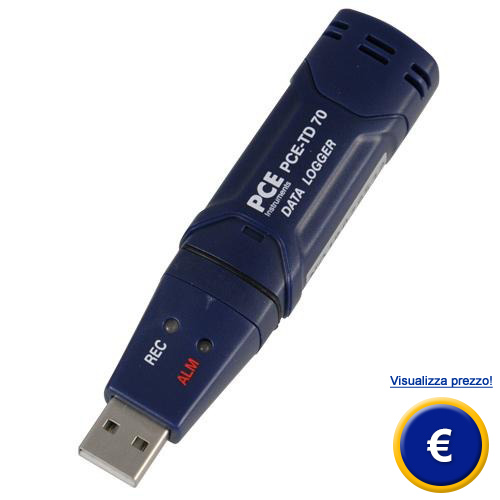 Registratore di temperatura USB PCE-TD 70 con supporto da parete