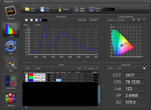 Software dello spettrometro portatile per LED MK350N PLUS