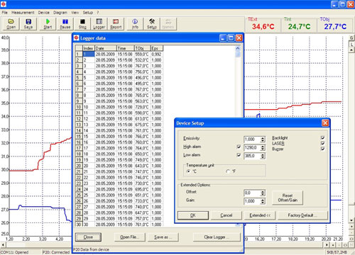 Software del termometro a infrarossi serie PCE-IR 1000