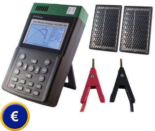 Tester di moduli solari PCE-SMT 200 ideale per il controllo dell'energia solare incidente.