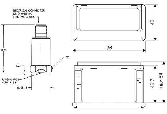 Qui può vedere il disegno tecnico del sensore da vibrazione e del display