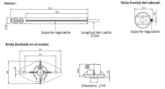 Dimensioni del trasduttore di velocit dell'aria EE 575