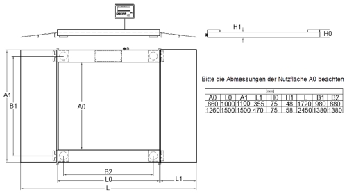 Dimensioni della bilancia